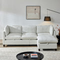 96.5" Chenille Sectional Couch with Spacious Seating - Beige