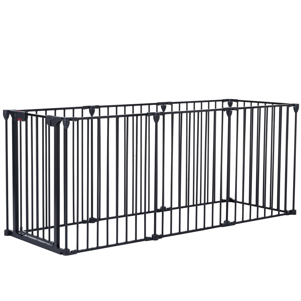 Adjustable Metal Safety Gate Play Yard with Pivoting Panels - Black