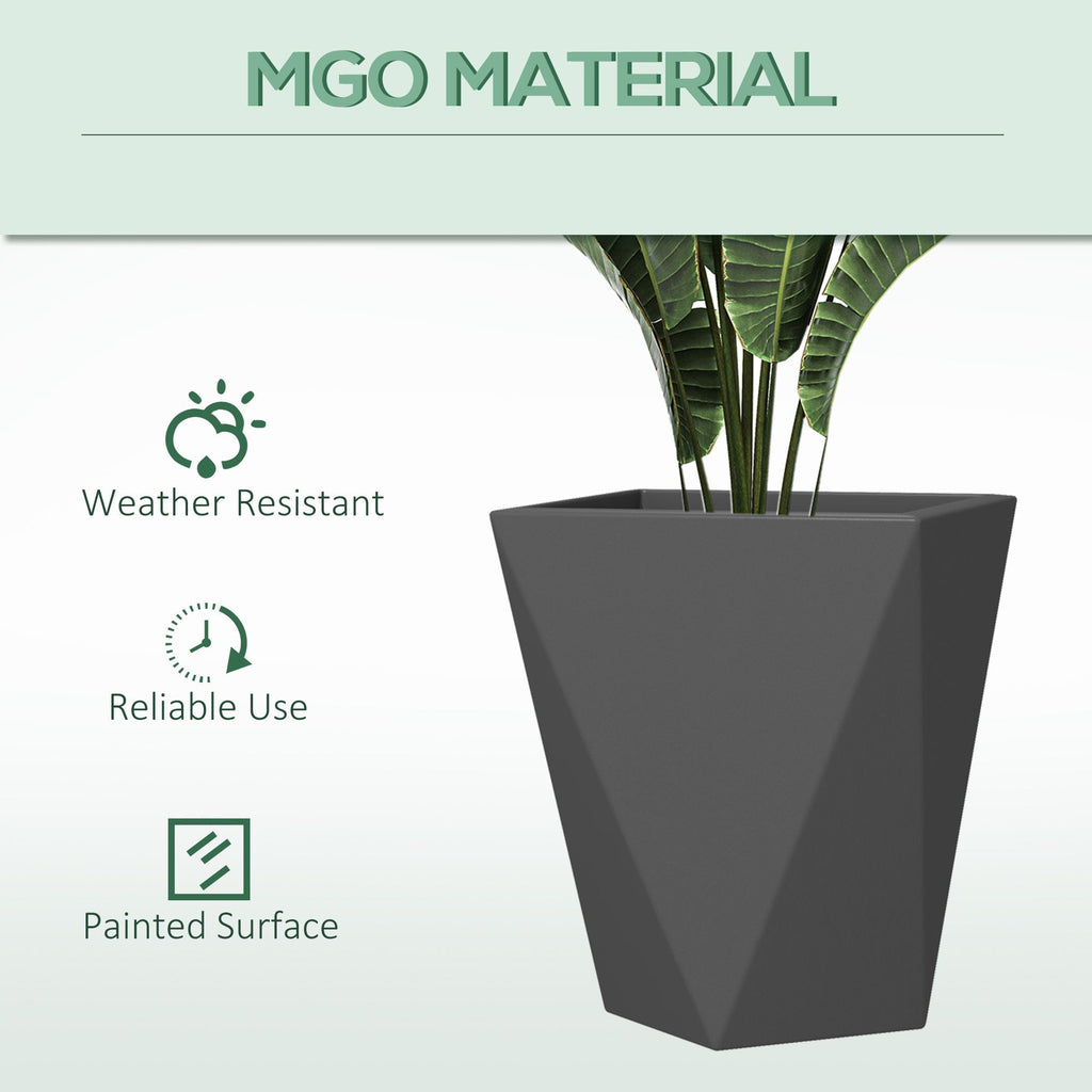 Gray Indoor Outdoor Planters Set of 3 with Drainage Holes