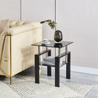 Tempered Glass Coffee Table with Storage - Black or White