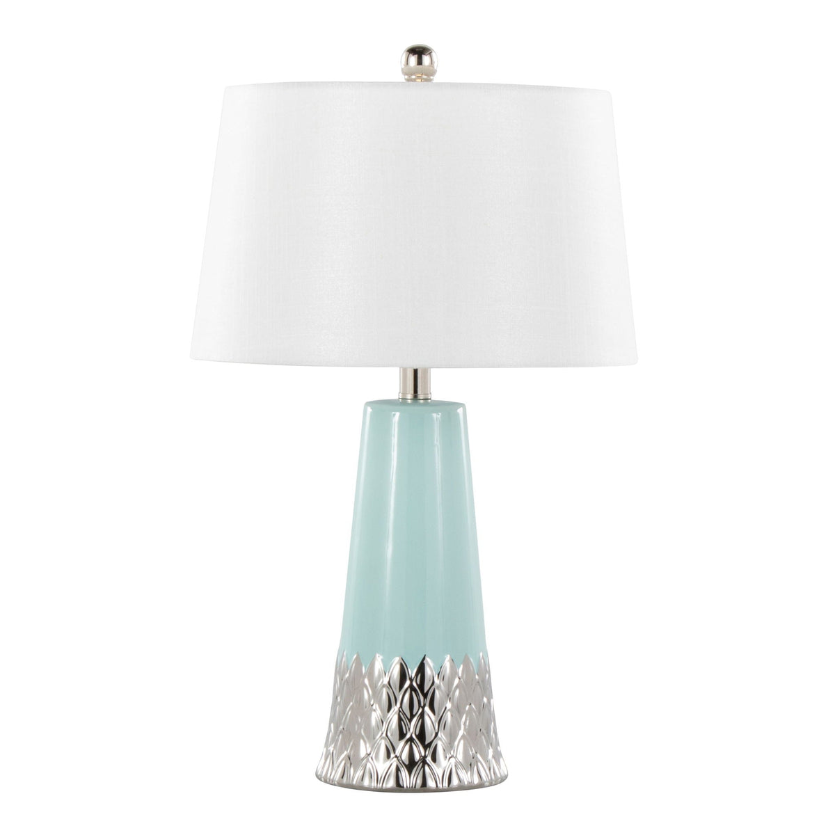 Contemporary Table Lamp with Ceramic Base - White, Blue, or Light Blue