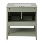Elegant Bathroom Vanity with Ceramic Sink and Storage - White or Green