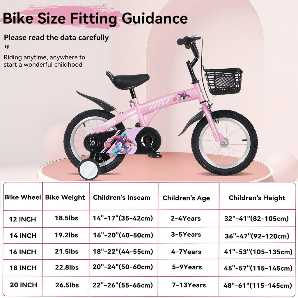 16-Inch Sporty Kids Cruiser Bike with Training Wheels - Green or Pink