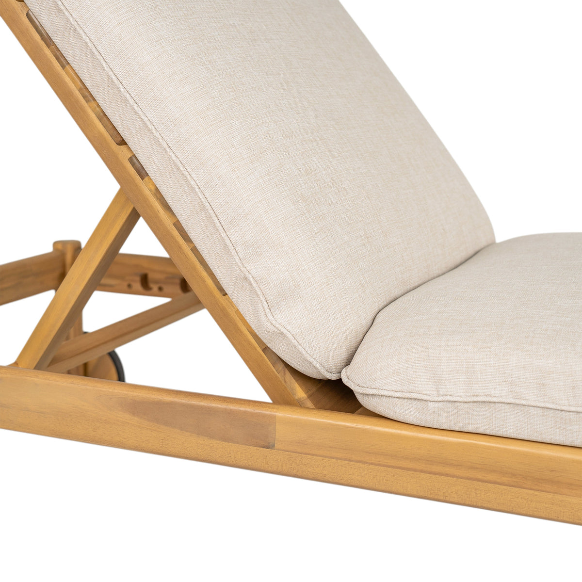 Riviera Outdoor Chaise Lounge with Wheels, Acacia Wood Frame - Natural (Set of 2)