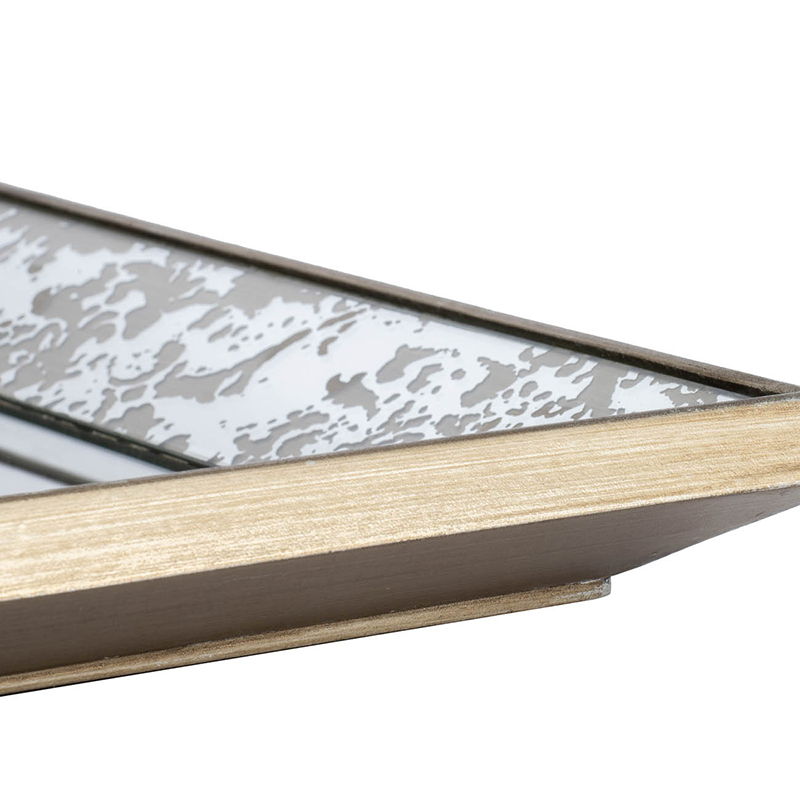 Antique Rectangle Mirror with Floral Accents - Pearl Silver
