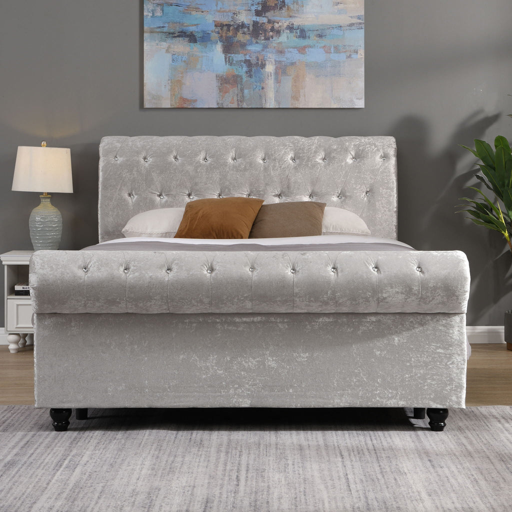 Queen Upholstered Storage Bed with Hydraulic Lift - Beige