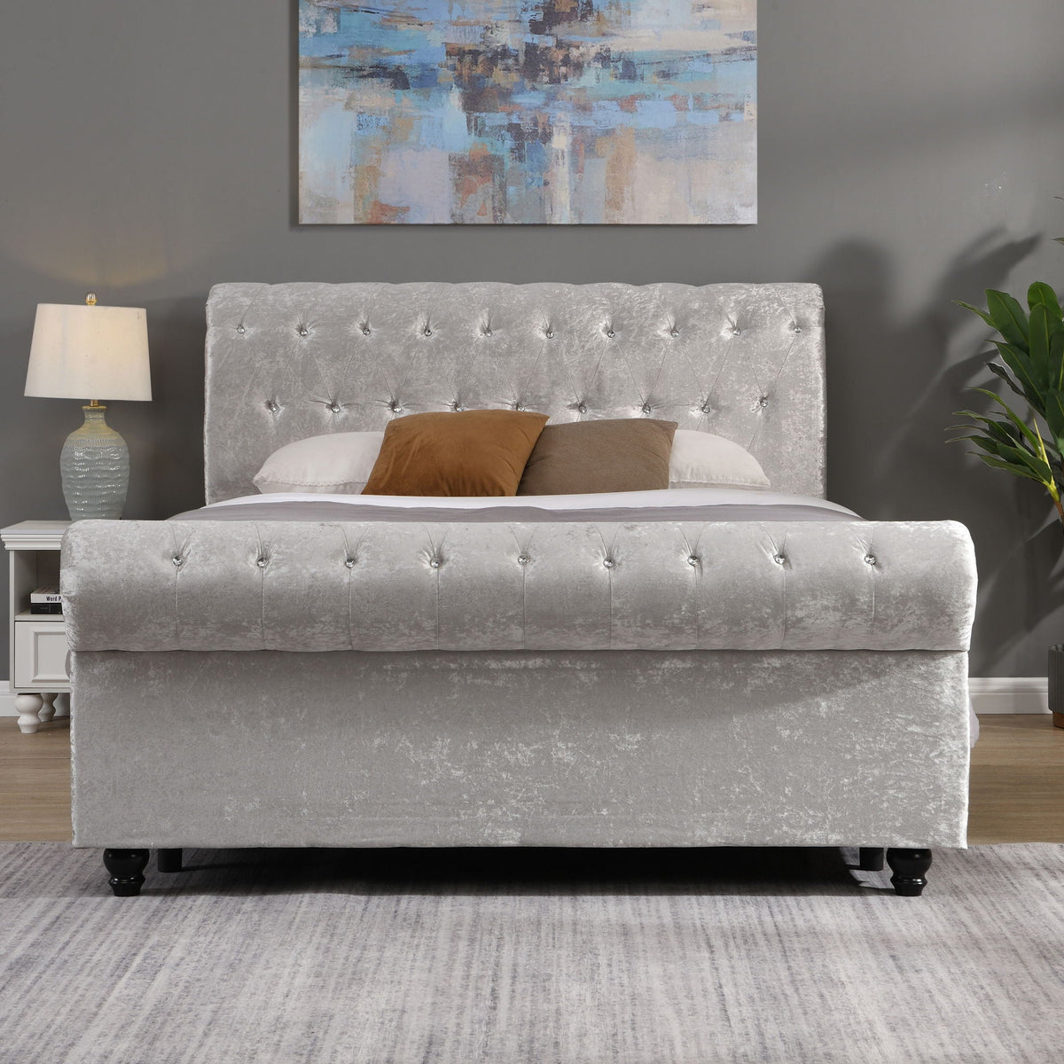 Queen Upholstered Storage Bed with Hydraulic Lift - Beige