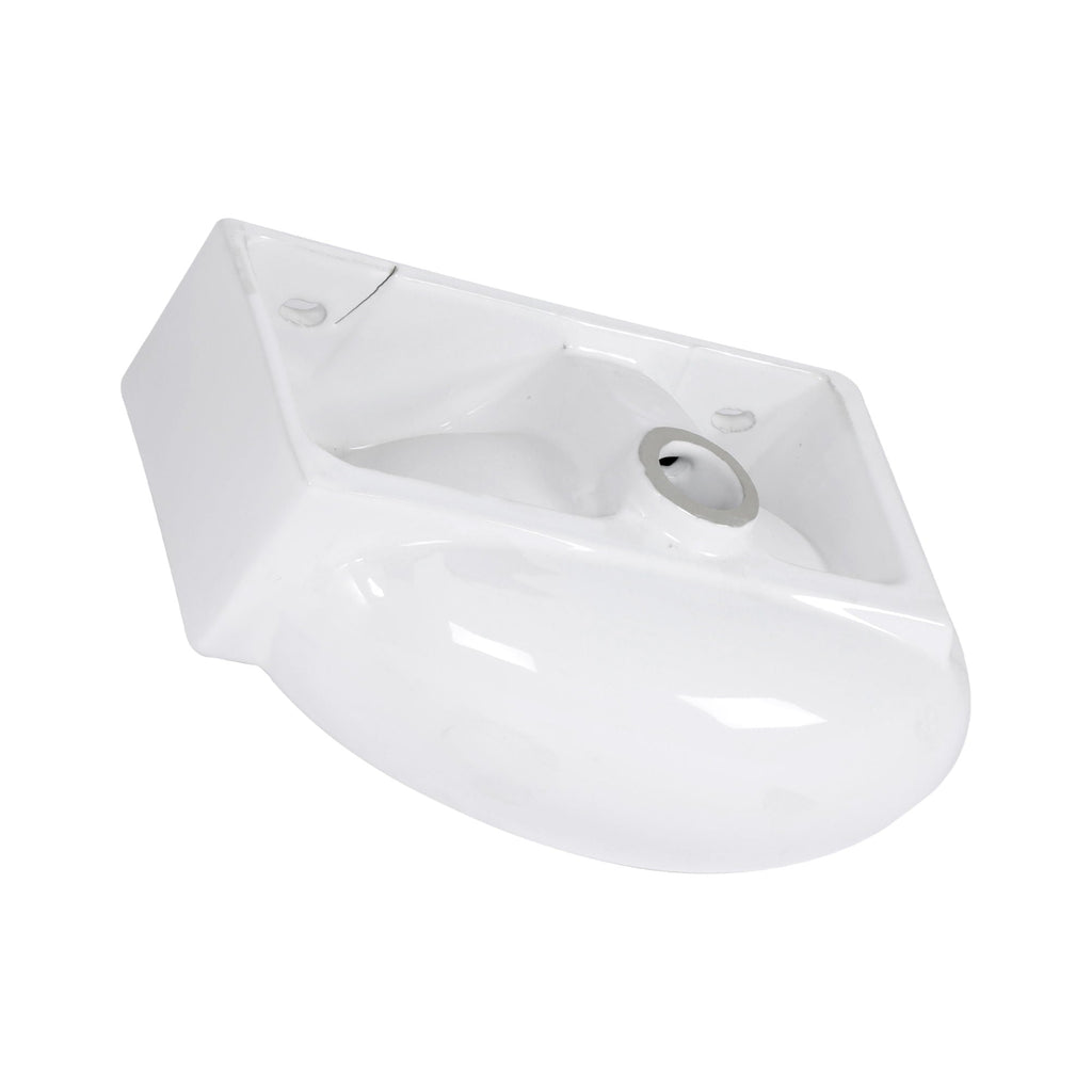 Modern Rectangle Wall Mount Bathroom Sink with Single Faucet Hole - White
