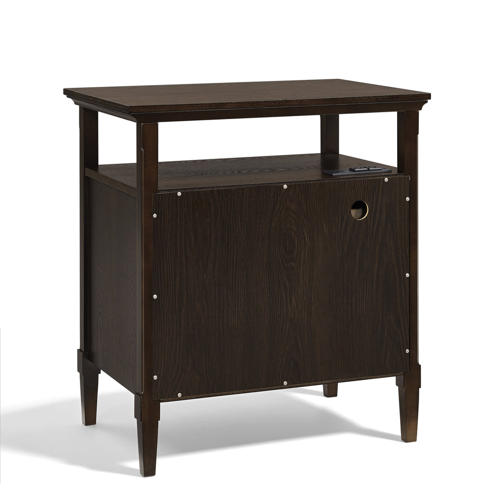 Wooden Bedside Nightstand with Open Cubby & 2 Storage Drawers