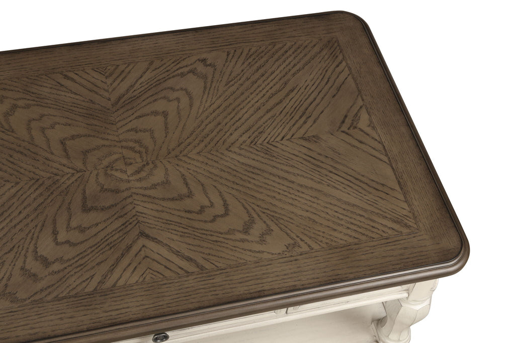 Antique White Chairside Table with Storage - Solid Wood & MDF