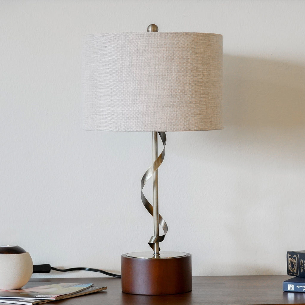 Nightstand Desk Lamp with Twisted Base - White