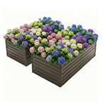8x4x2 FT Woodgrain Galvanized Raised Garden Bed Set with Durable Steel - Walnut