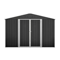 10x10 FT Metal Outdoor Storage Shed with Lockable Double Doors - Black