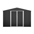 10x10 FT Metal Outdoor Storage Shed with Lockable Double Doors - Black