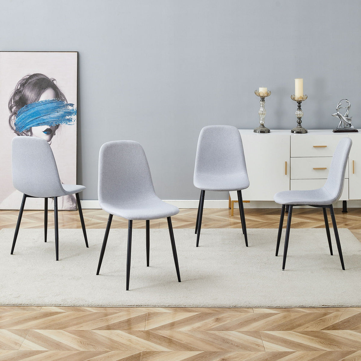 Modern Medieval Style Cushioned Side Chairs Set