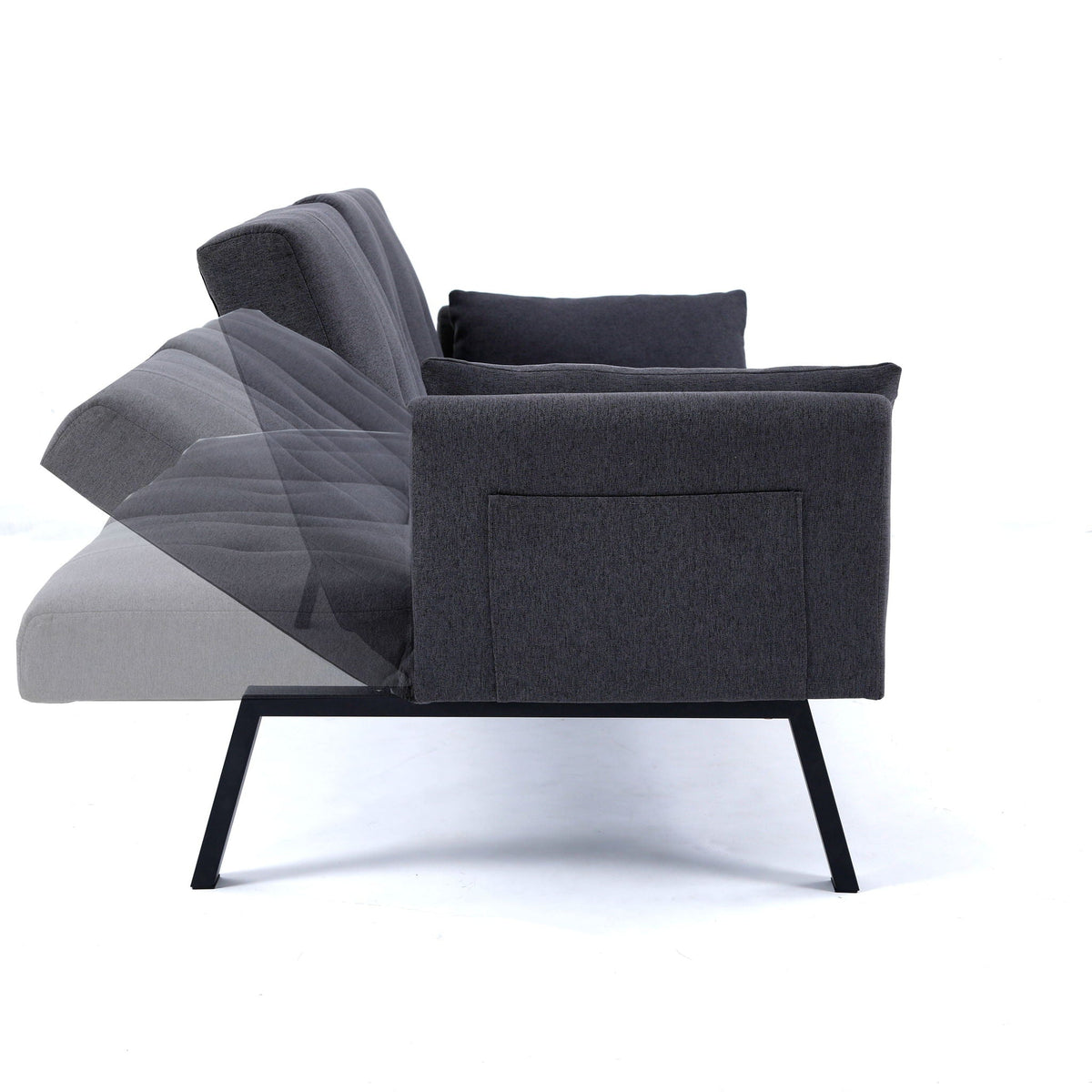 Foldable Sofa Bed with Cup Holder and Solid Wood Frame - Multiple Colors