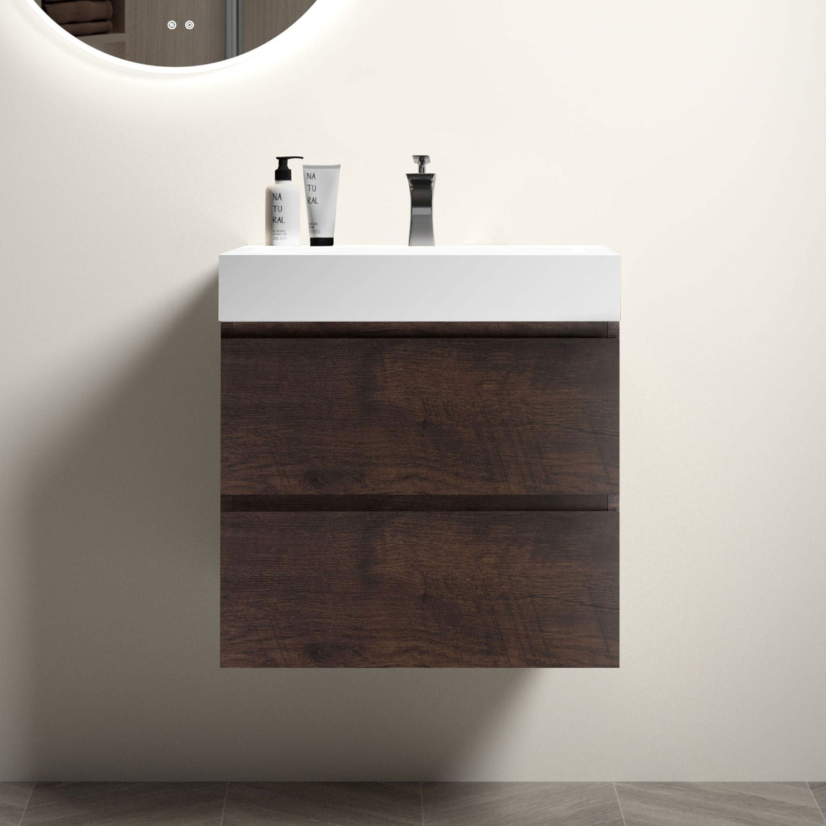 Alice Wall-Mounted Bathroom Vanity with Integrated Sink - Black or White