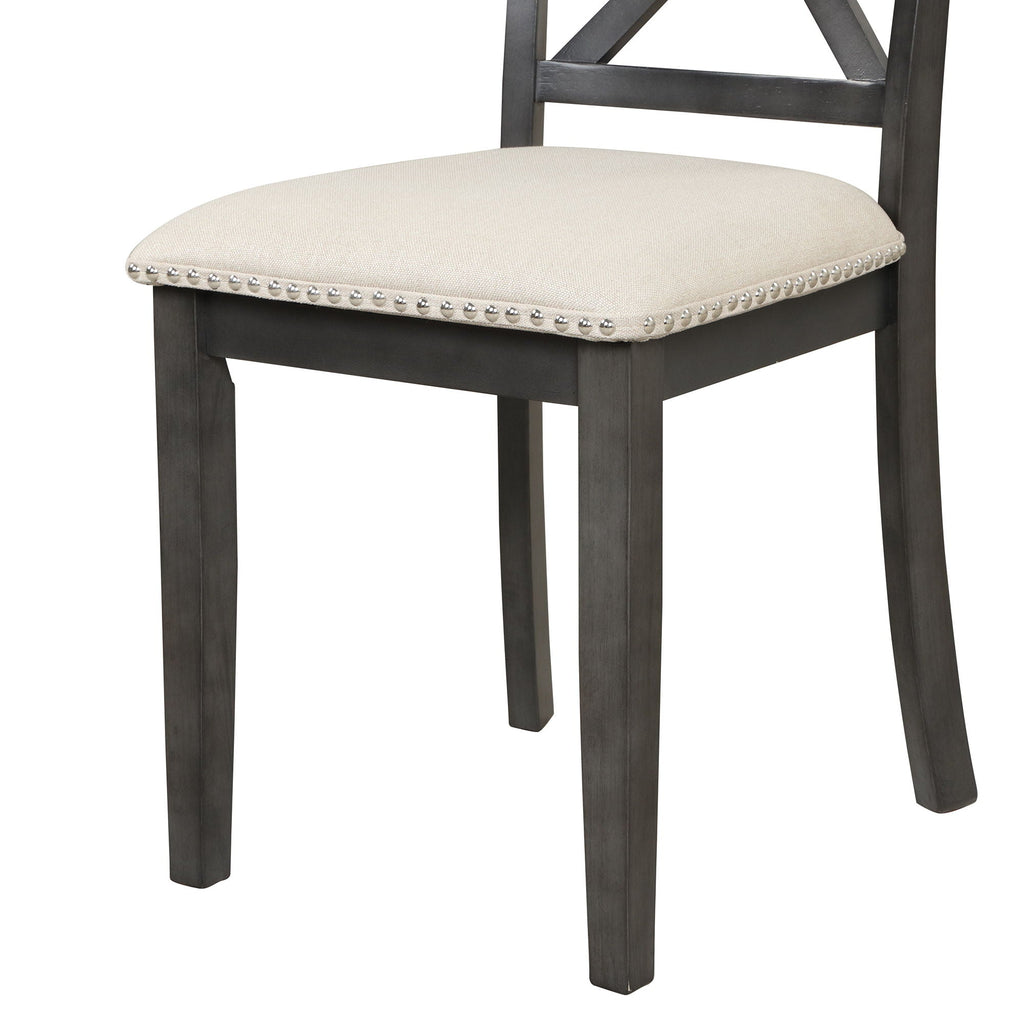 5-Piece Solid Wood Dining Set — White or Dark Gray