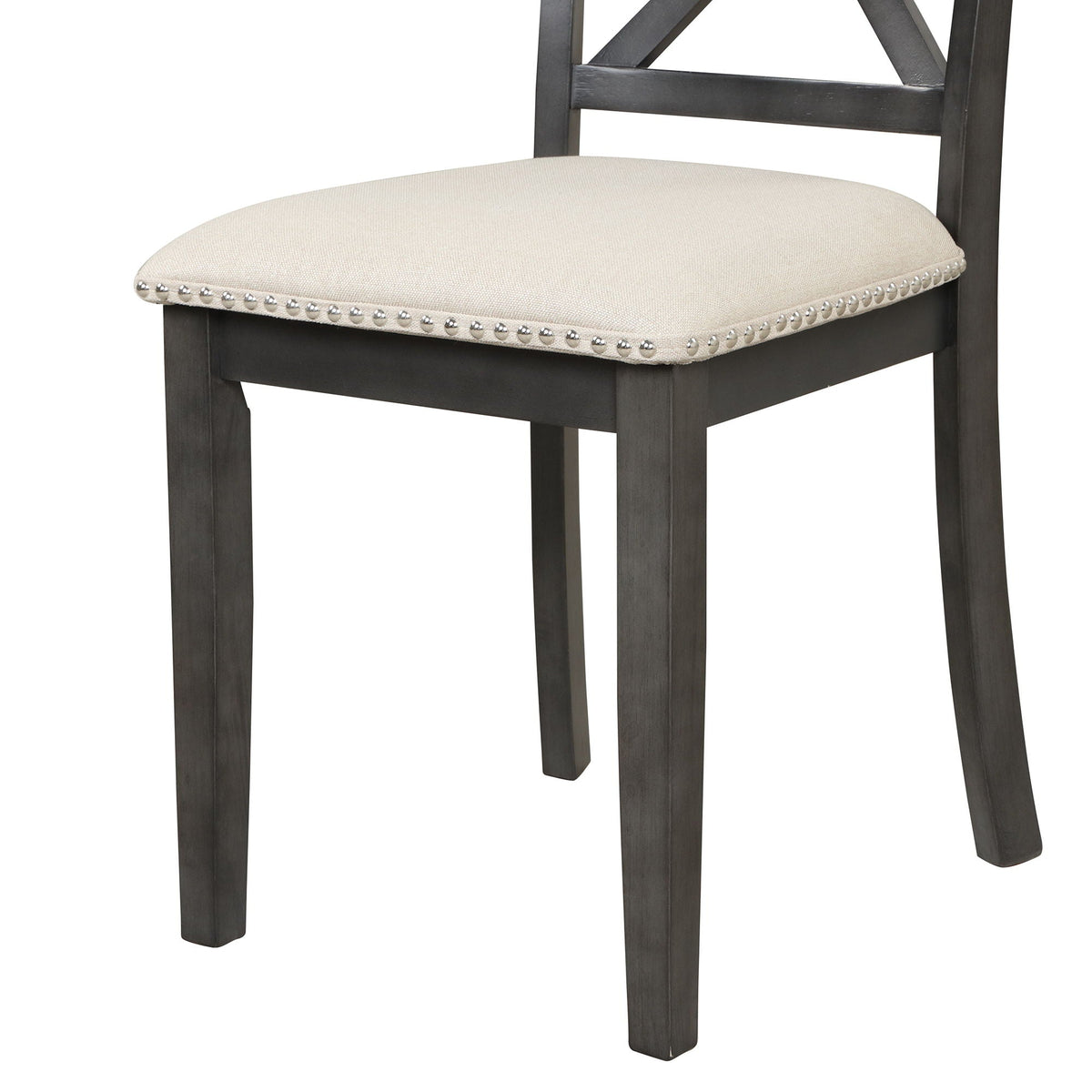 5-Piece Solid Wood Dining Set — White or Dark Gray