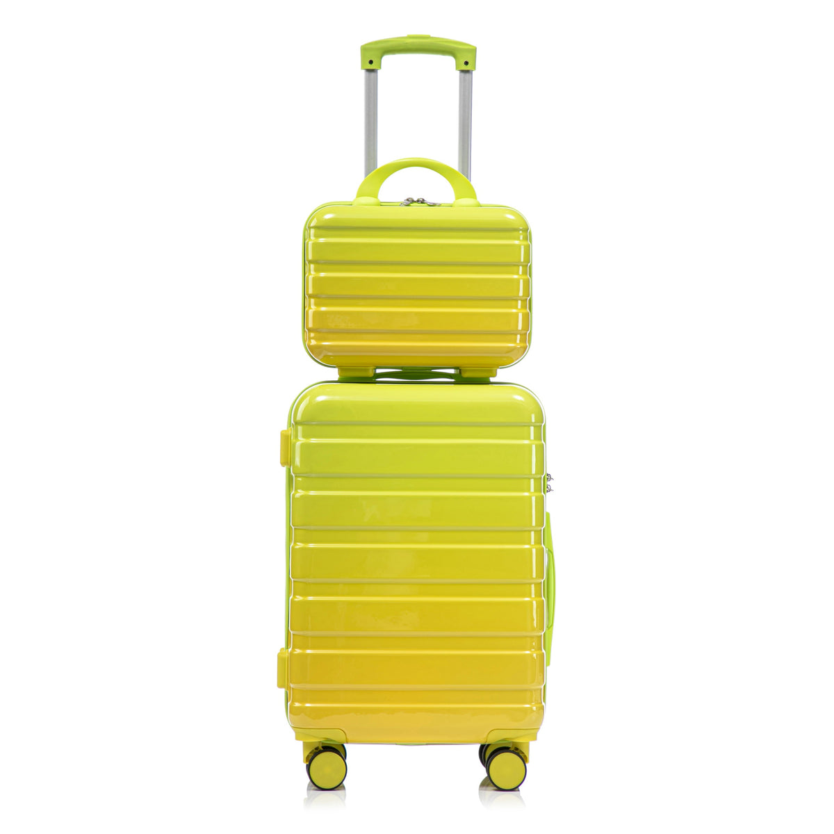 2-Piece Polycarbonate Spinner Wheel Luggage Set with Lock - Green & Yellow