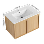 Floating Bathroom Vanity With Sink Combo with Soft-Close Doors - Brown or Light Brown