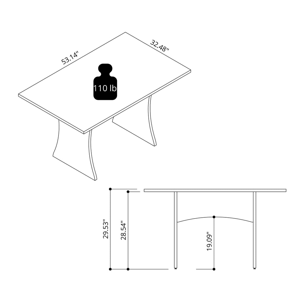 Modern Dining Table with Adjustable Metal Feet - Dark Gray or White