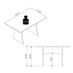 Modern Dining Table with Adjustable Metal Feet - Dark Gray or White
