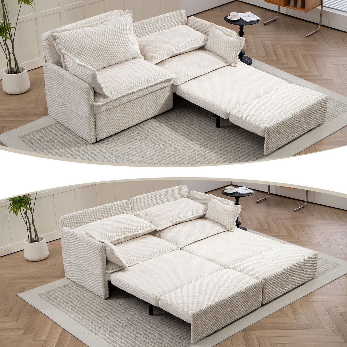 Convertible Sleeper Sofa Bed with Storage and USB/C Charging - Fabric