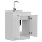 Laundry Cabinet with Stainless Steel Sink and Faucet - White