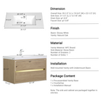36" Wall-Mounted Bathroom Vanity with Stone Resin Sink - Modern Wood Finish