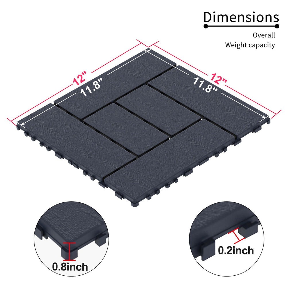 Interlocking Deck Tiles with Anti-Slip Surface - Dark Gray or Dark Brown