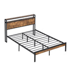 Platform Bed Frame With Wooden Headboard And Footboard