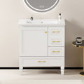 30" White Bathroom Vanity with Soft Close Doors and Ample Storage - White