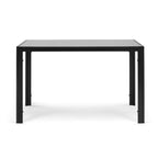Black Dining Table with Tempered Glass Top and Metal Frame