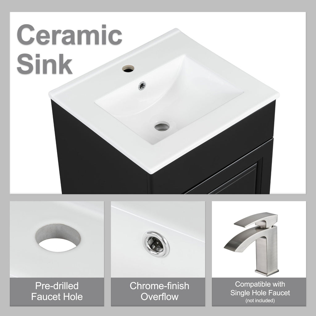 Bathroom Vanity with Sink and Adjustable Shelf - Multiple Colors