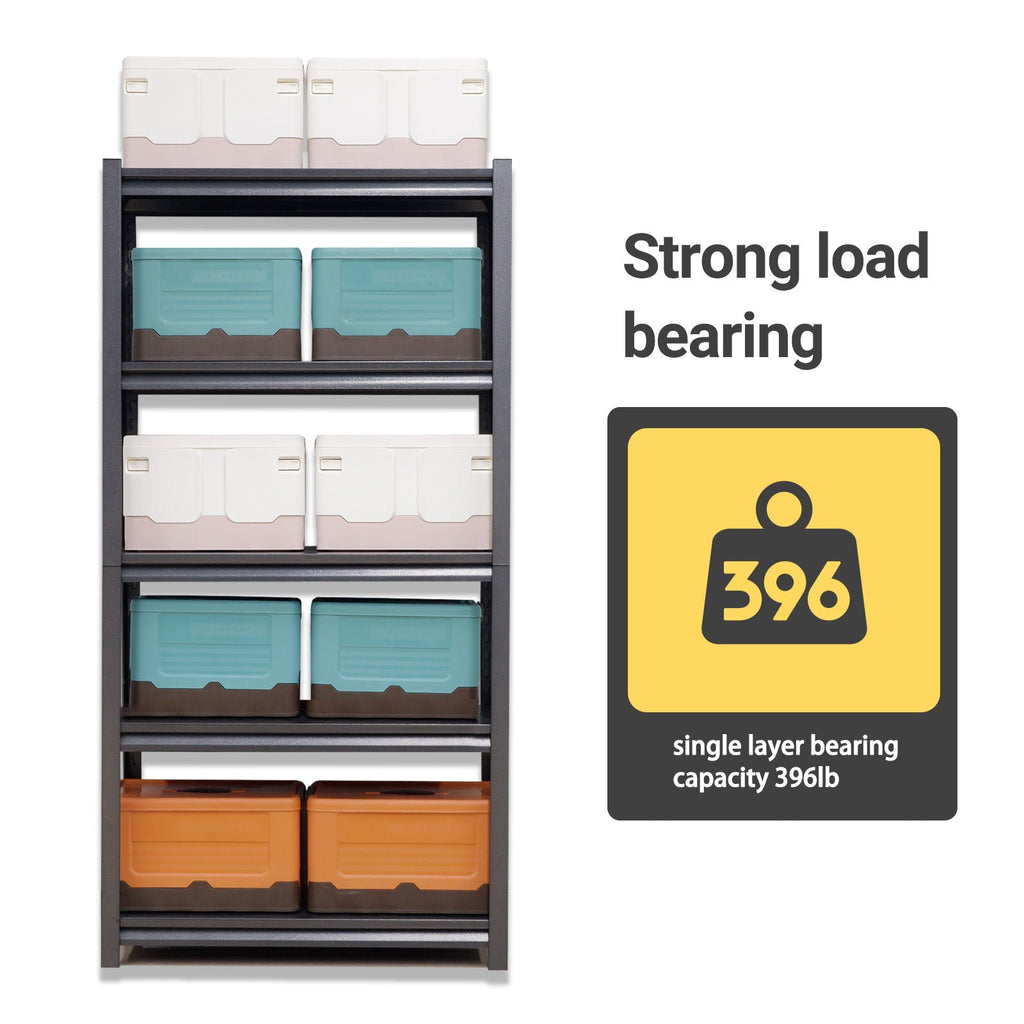 Heavy Duty Metal Garage Shelving Unit with Adjustable Shelves - Black