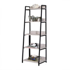 Natural & Black Ladder Bookshelf with 5 Fixed Shelves - 24" Wide