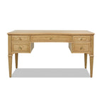 Dauphin 5 Drawer Executive Desk with Solid Rubber Hardwood - Gray or Light Brown