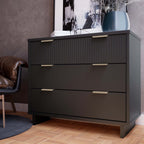 Solid Wood 3 Drawer Dresser with Ribbed Fronts - Multiple Colors