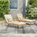 Riviera Outdoor Chaise Lounge with Wheels, Acacia Wood Frame - Natural (Set of 2)