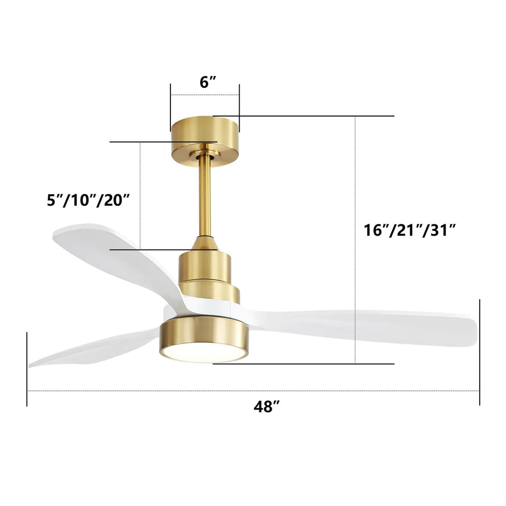 Indoor Ceiling Fan with Dimmable LED Light and 6-Speed Remote - Light Brown or White