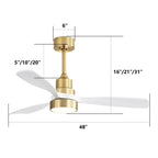 Indoor Ceiling Fan with Dimmable LED Light and 6-Speed Remote - Light Brown or White