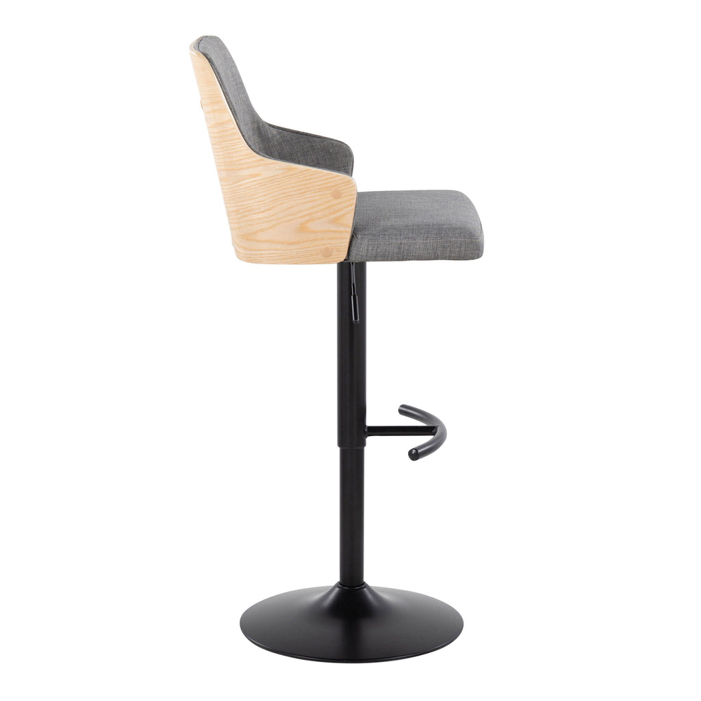 Contemporary Adjustable Barstool Set with Swivel and Rounded T Footrest - Gray or White