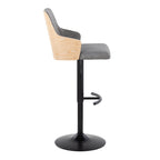 Contemporary Adjustable Barstool Set with Swivel and Rounded T Footrest - Gray or White
