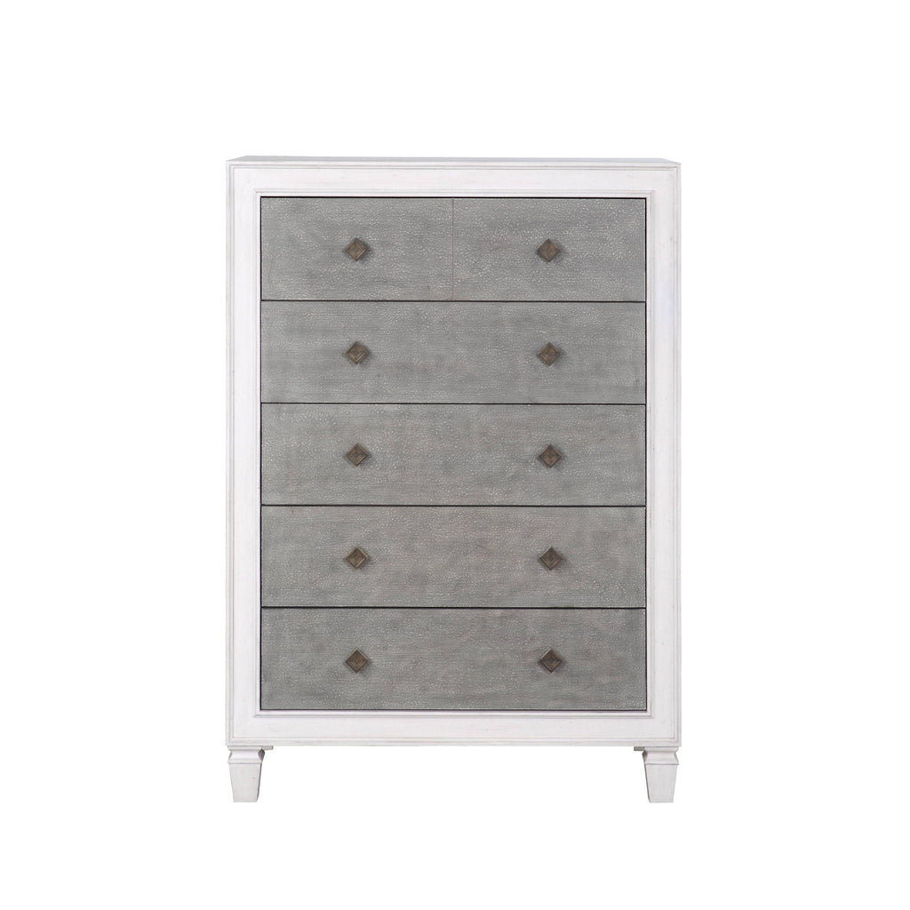 Katia Weathered Chest White Transitional Accent Chest with Smooth Drawer Operation - White