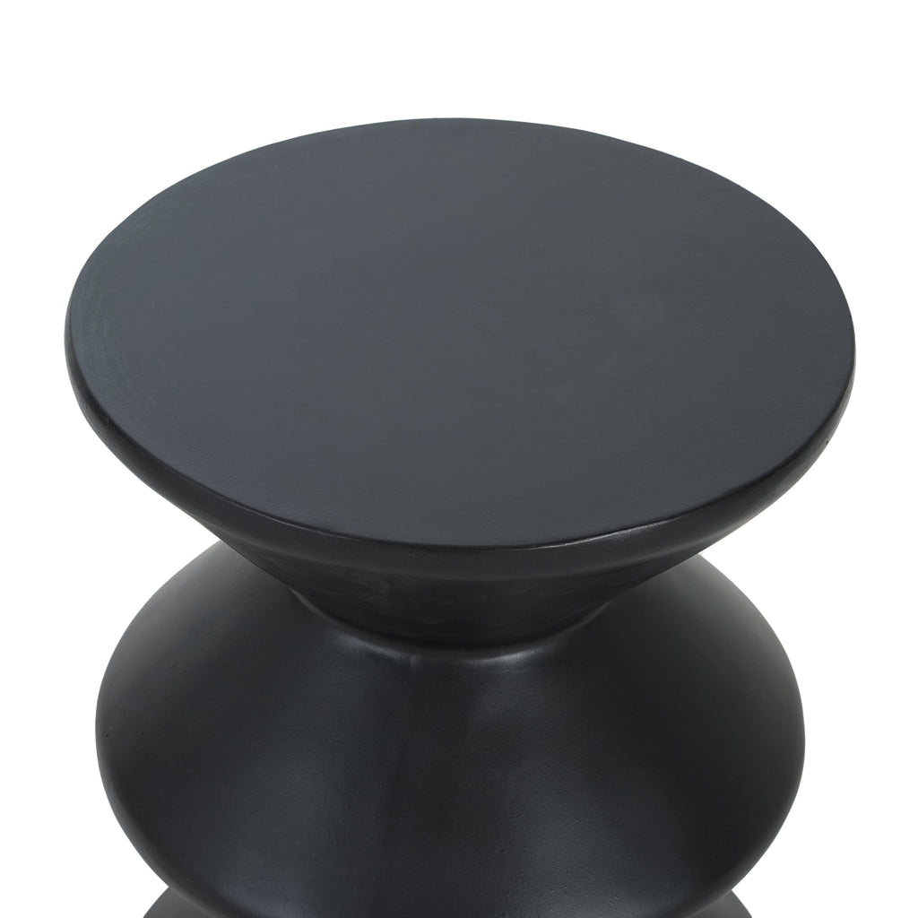 Modern Concrete Side Table with Matte Black Finish - Outdoor & Indoor