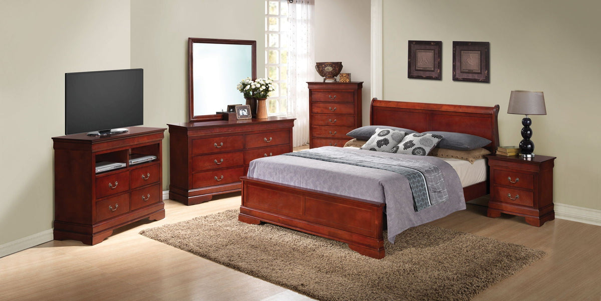 Sleigh Bed with Low Footboard - Real Wood Veneers, Multiple Colors