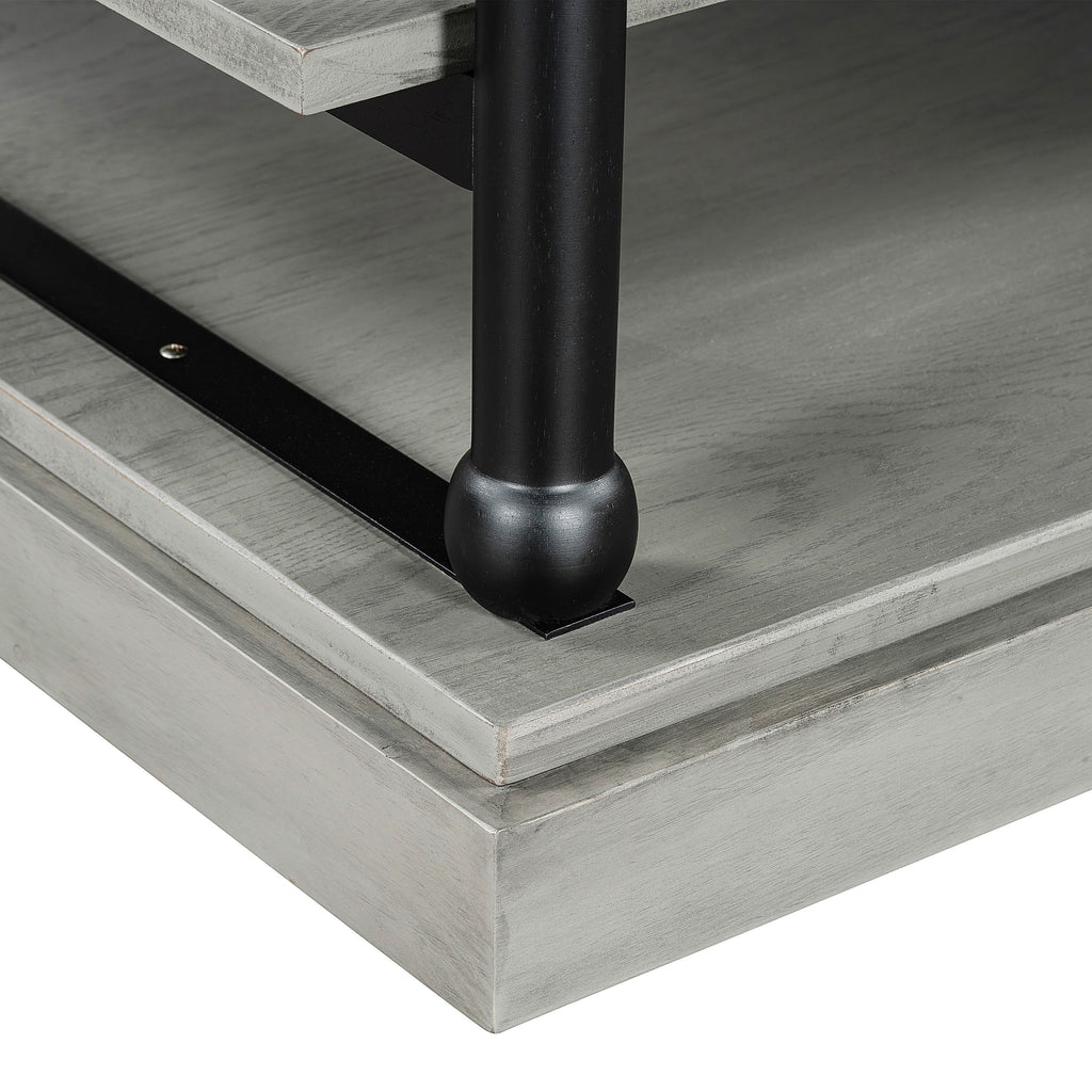 Wood Coffee Table with Storage Shelves - Black + Gray