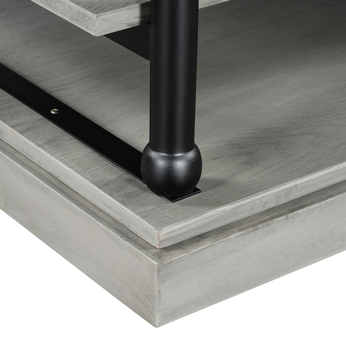 Wood Coffee Table with Storage Shelves - Black + Gray
