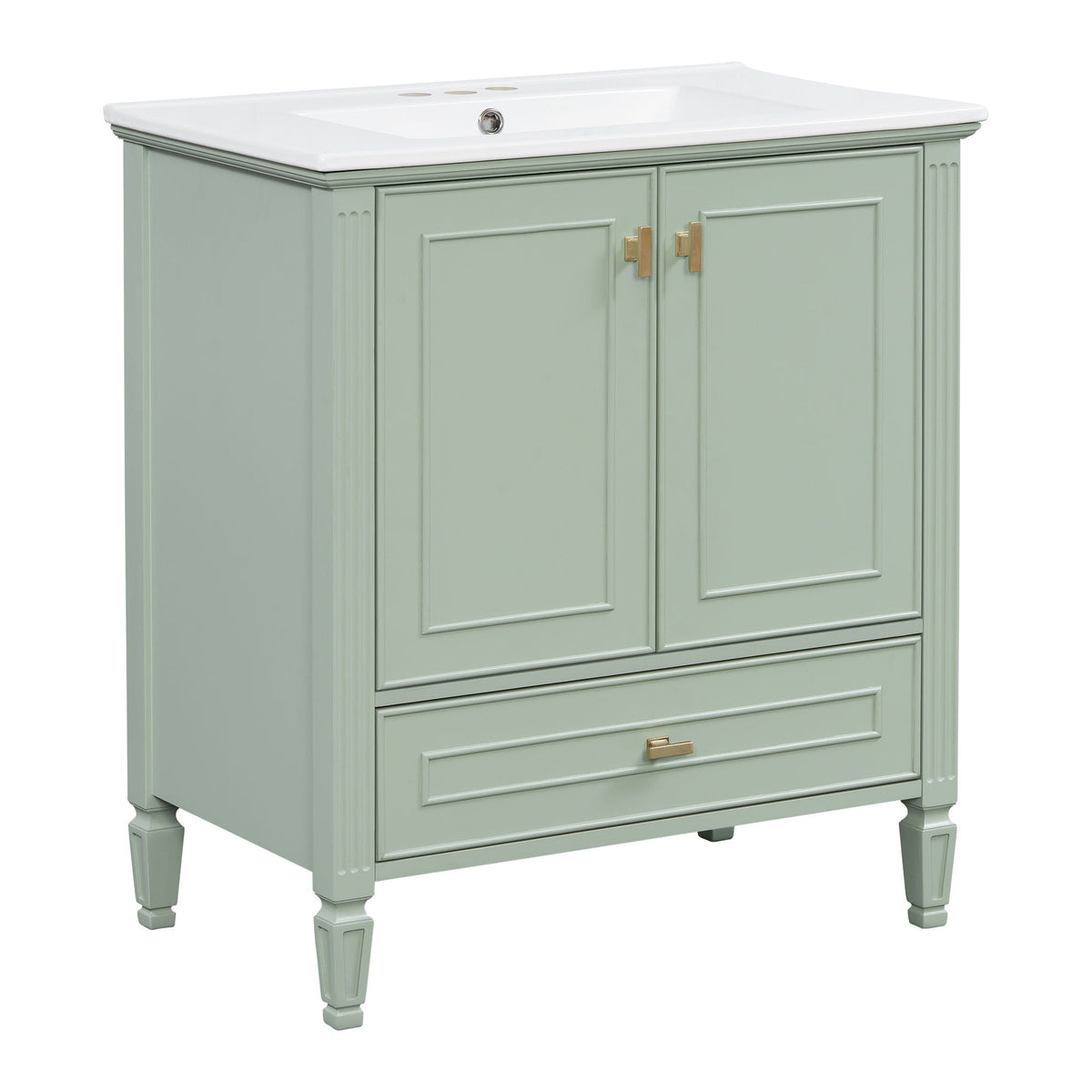 Freestanding Vanity with Drawer & Soft Close Doors - Green or White